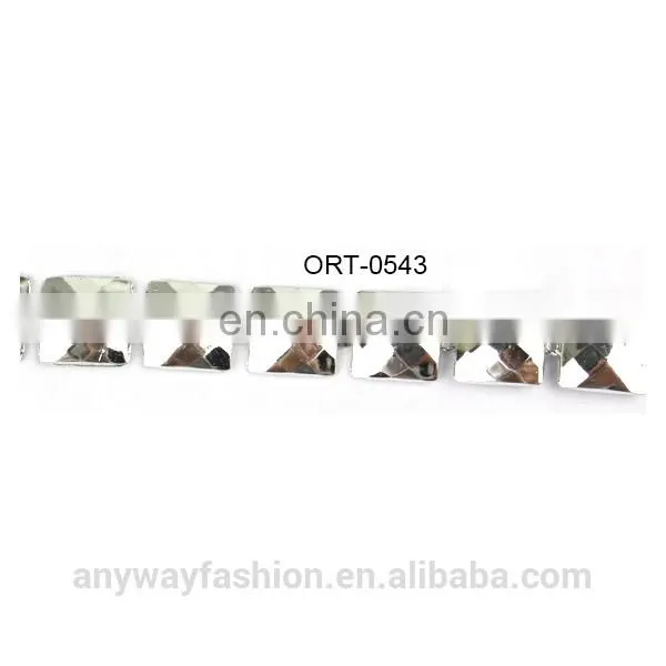 Wholesale silver rhinestone beaded hot fix ribbon