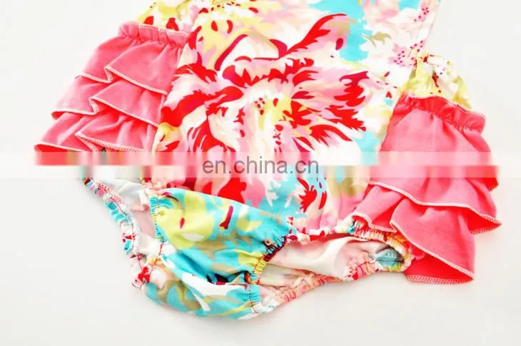 Boutique Infant Girl Flower Bodysuit Cute Floral Newborn Baby Ruffle Romper