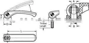 Black Plastic Adjustable Handle Internal and External Thread Adjustable Handle