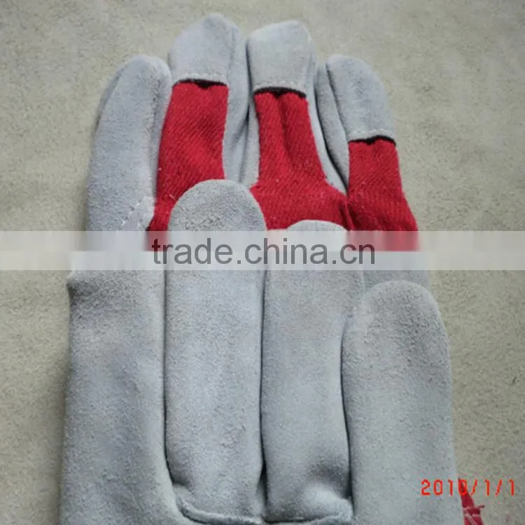 cow split leather working Gloves, leather safety gloves for mechanic