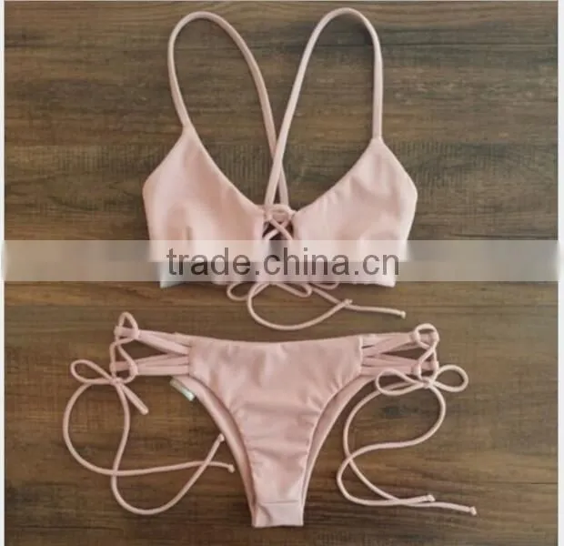 Pink Strappy Cheeky Brazilian Bikini