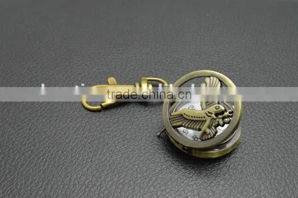 New round face retro bronzed coin pocket watch eagle/skull pattern
