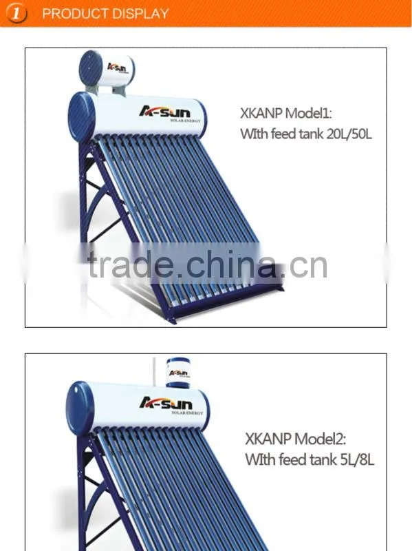 2013 hot selling compact non-pressure solar hot water heater system with feeder tank