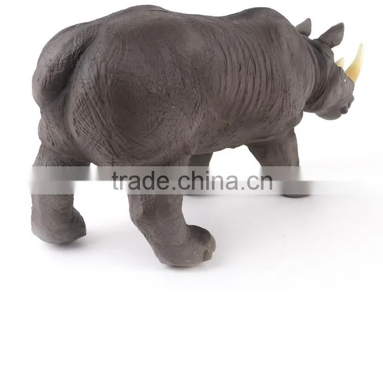 Hot Sell Cool Dinosaur Toys Vinyl 17'' Black Rhinoceros Toy For children X012