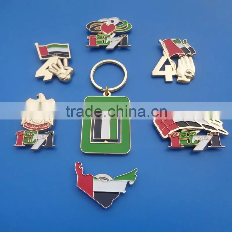 UAE flower magnet pin silver badge customized metal badge