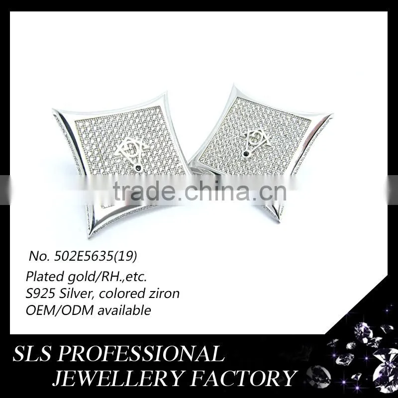 Alibaba wholesale best selling products fashion style 925 sterling silver jewelry screw back men's diamond earring