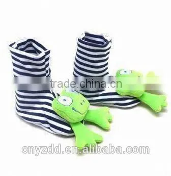 kid's animal nead socks/Soft Toy Head Babies' Booties with Rattle /baby animal socks