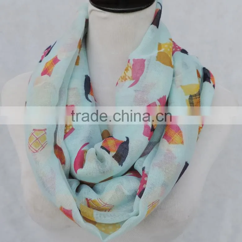 Newest Style Colorful Cute Animal Dog Printed Polyester Voile Round Infinity Scarf