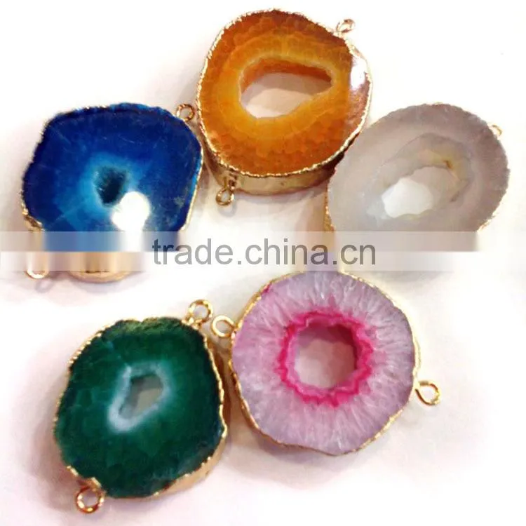 JF8609 Gold dipped turquoise connectors,double bail turquoise charm