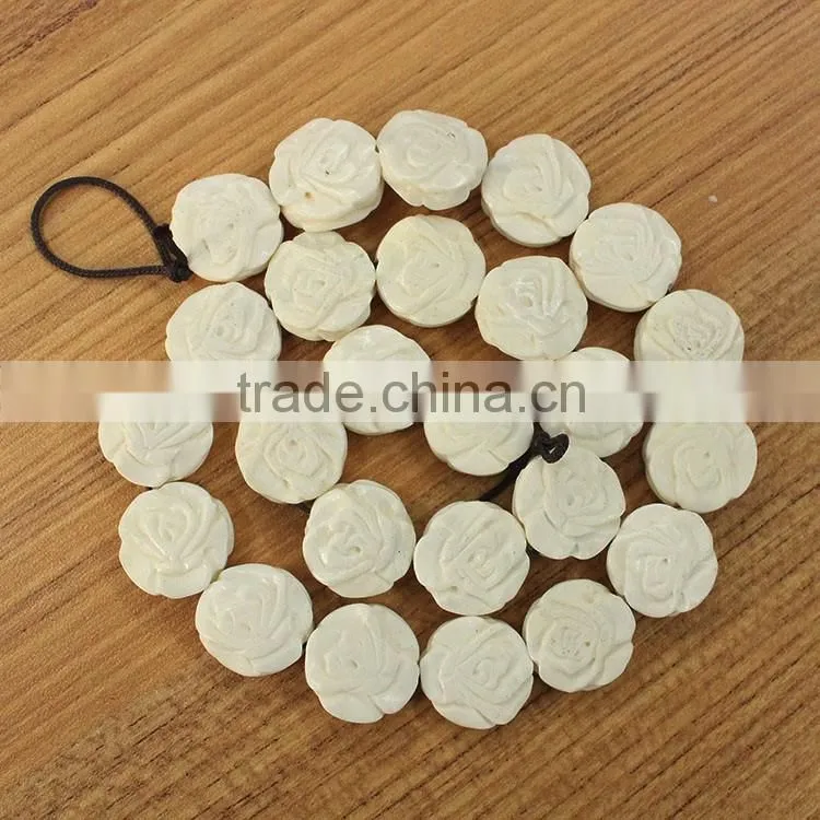 OB007 12mm English Letters Alphabet Dice Pattern White Cube Natural bone Beads