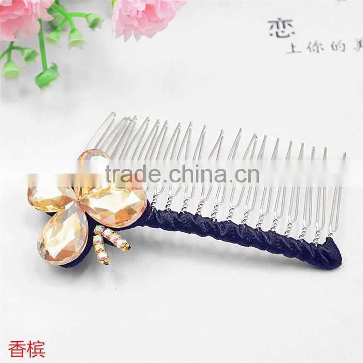 Wedding Bridal Crystal Rhinestone Flower Glass Stone Hairpin Diamante Hair Clip Comb