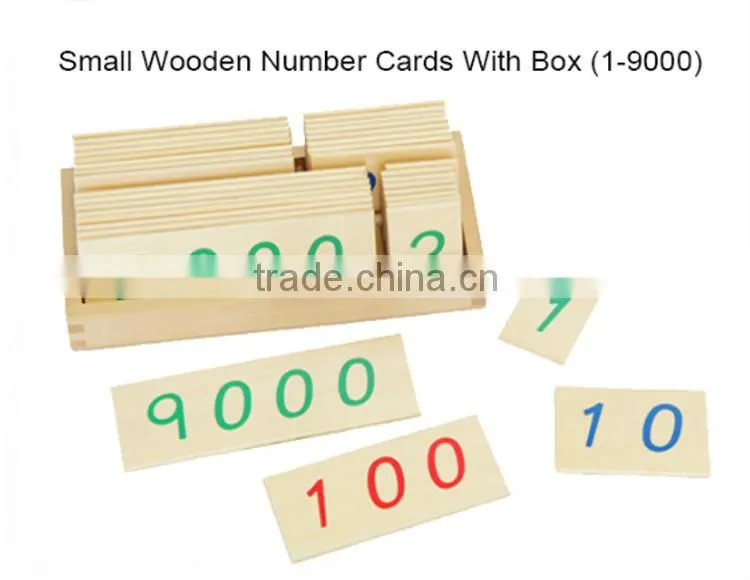 Montessori Material Educational Toy Small Wooden Number Cards With Box (1-9000)