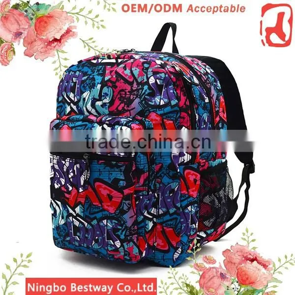 Young people daily backpack, top roll canvas rucksack backpack for girls