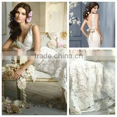 Sleeveless Backless Ivory Lace Wedding Dress