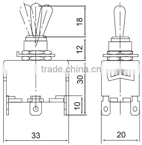 CNTD Latest Products In Market Double Pole 6 Pin ON OFF ON Waterproof Toggle Switch