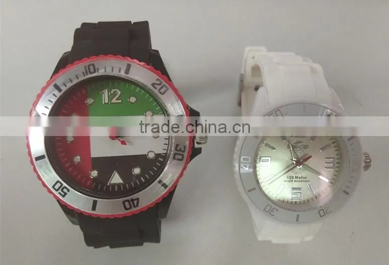 Sport style case combined alloy with plastic silicone watch