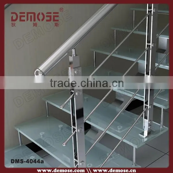 luxurious villa stainless glass handrail led light staircase with wood stair tread