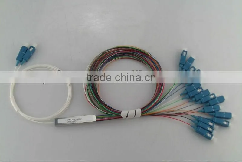 2*16 1260-1650nm Steel mini module type,0.9mm cable dia. 1.5m length,with SC/APC connector FTTH PLC Splitter