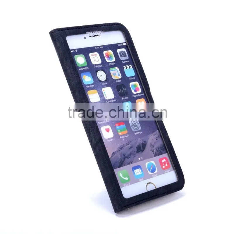 Durable Mobile Phone Leather Universal Case with Big View Window