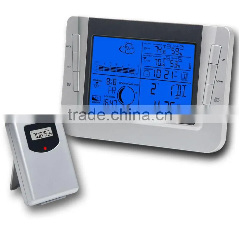 Indoor Outdoor Temperature Barometer Humidity Centigrade Fahrenheit Wireless Weather Station