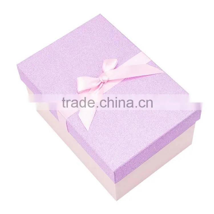 Fashion design paper gift box with lid/ribbon/bowknot elegant gift box