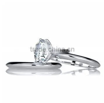 JINSE 2 Carat Round Cut CZ Silver Wedding Ring Set