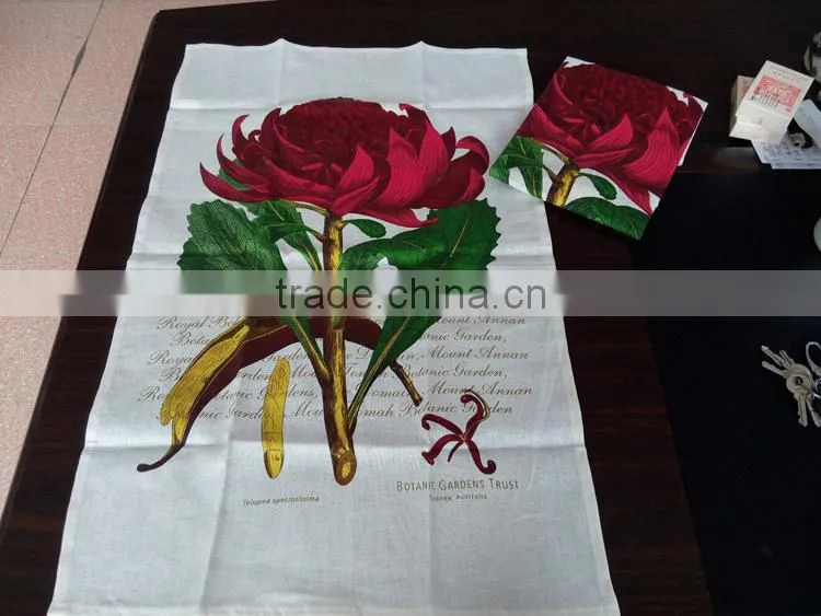 2015 new fashion cotton /linen tea towels for home decoration ,cheap promotional gift in high quality red flower -31
