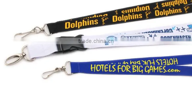 Shiny keychain nylon lanyard strap with hooks