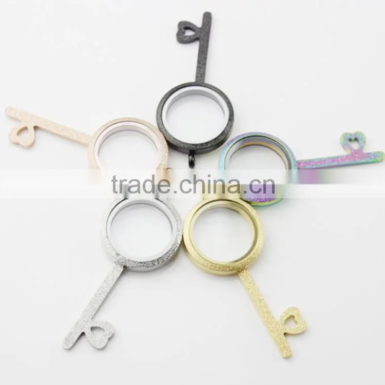 Rose Gold 25mm Screw Sparkle Stainless Steel Floating Charm Glass Lockets