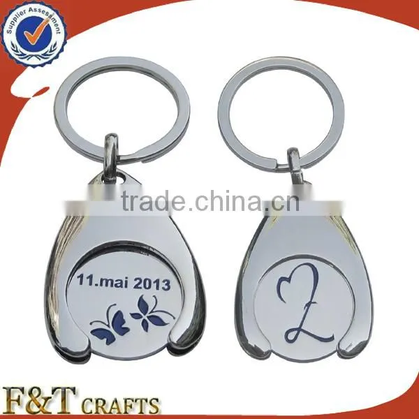 custom design token trolley coin supermarket with carabiner keychain
