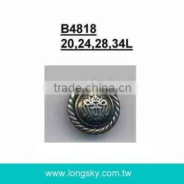 (#B3189) Royalty theme pattern antique brass plated button with shank back