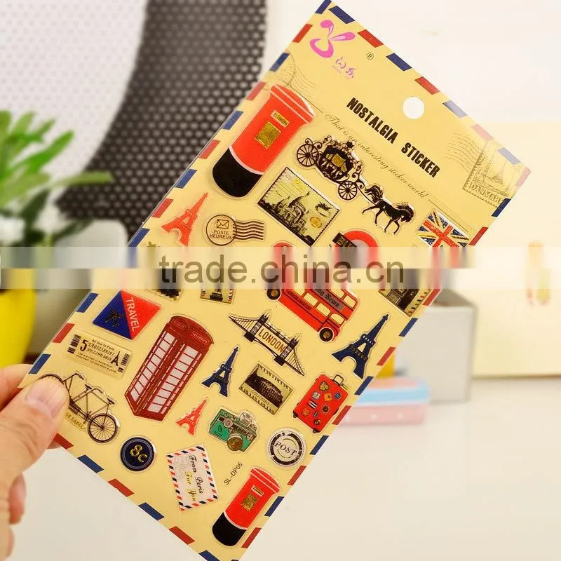 circle shape custom colorful cartoon epoxy sticker for home decoration