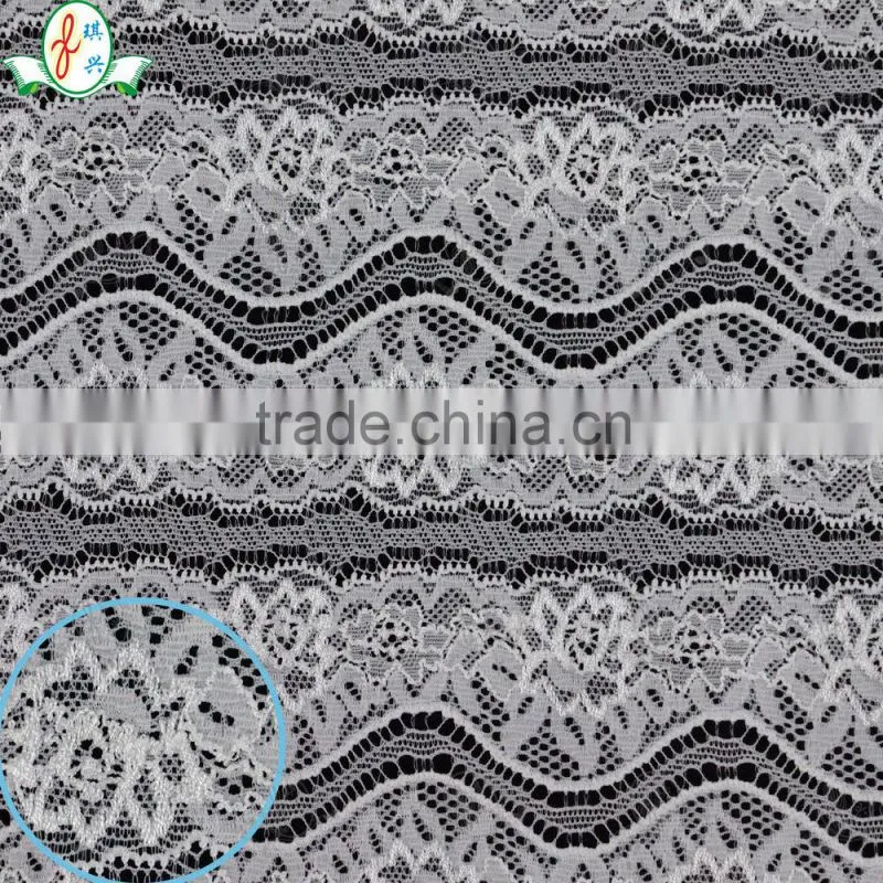 White Nylon Spandex Jacquard Lace Knitted Decorate Lace Fabric