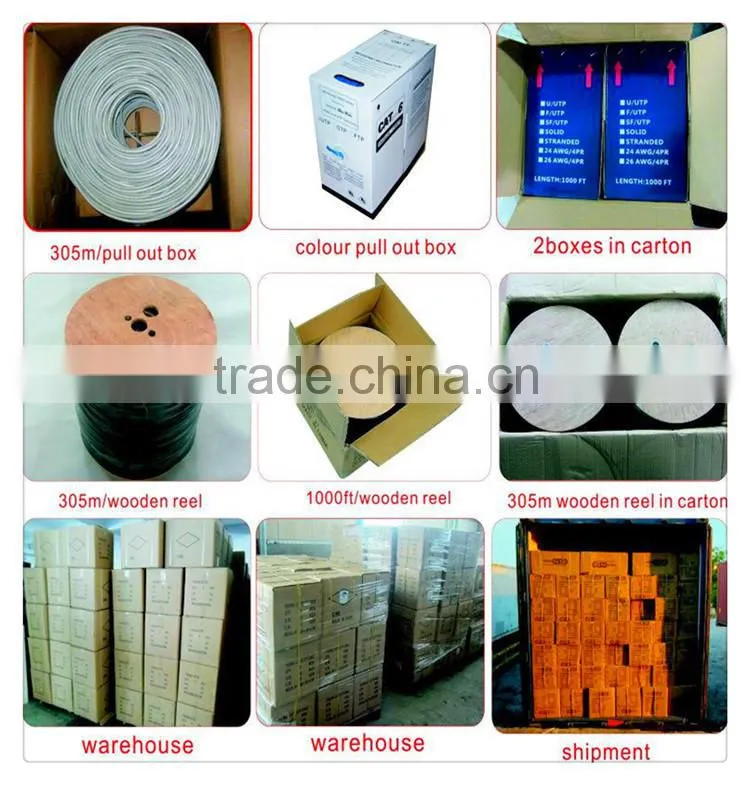 CE/ROHS approval 305m/1000ft 24awg lan cable cat5e