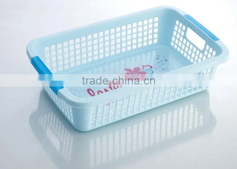 wholesale high grade large size plastic lanudry basket with handle , plastic storage basket