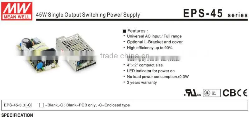 Mean well 45W 48V single output power supply/45W power supplies/45W switching power supplies