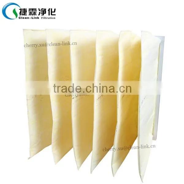 High temperature synthetic medium effficiency fiberglass bag filter
