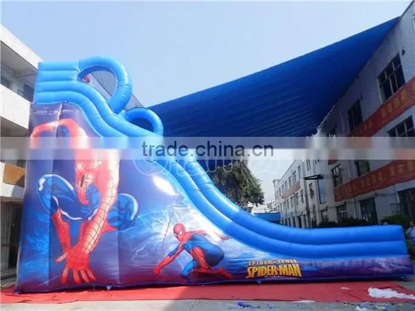 Giant commercial spiderman inflatable dry slide for kids and adults