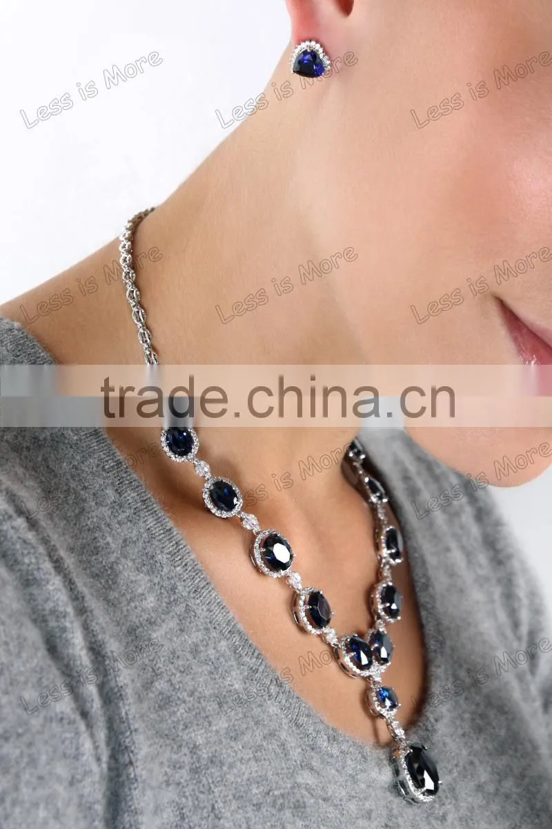 Jewelry set Comparable to Titanic: Heart of the Ocean Blue CZ Stud Earrings