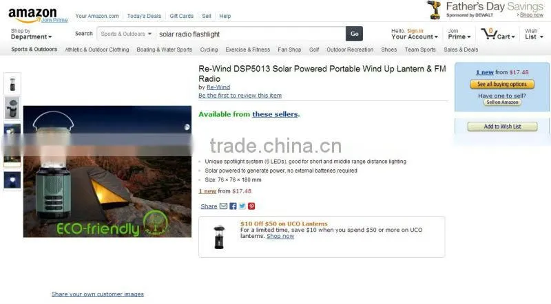 Solar Hand Crank Radio Lantern with Power Output