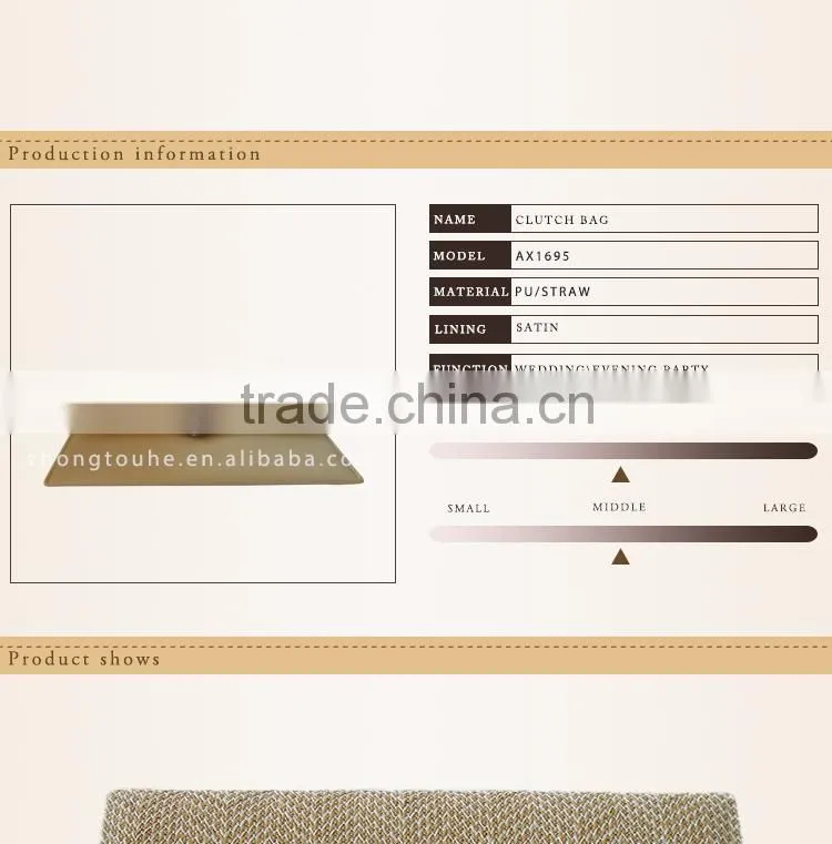 2015 wholesale vogue ladies PU/straw Messenger bag