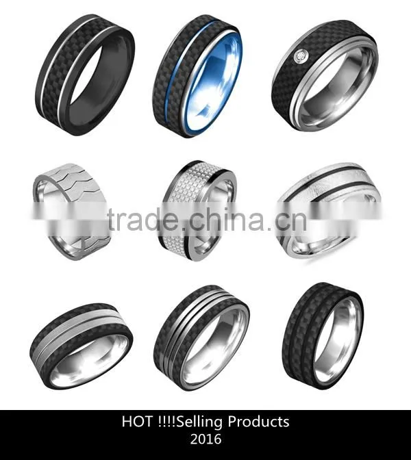 Gold titanium ring carbon fiber ring 8mm titanium carbon fiber ring