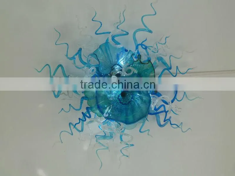 Hot selling hand blown art blue color chihuly style murano glass ceiling chandelier
