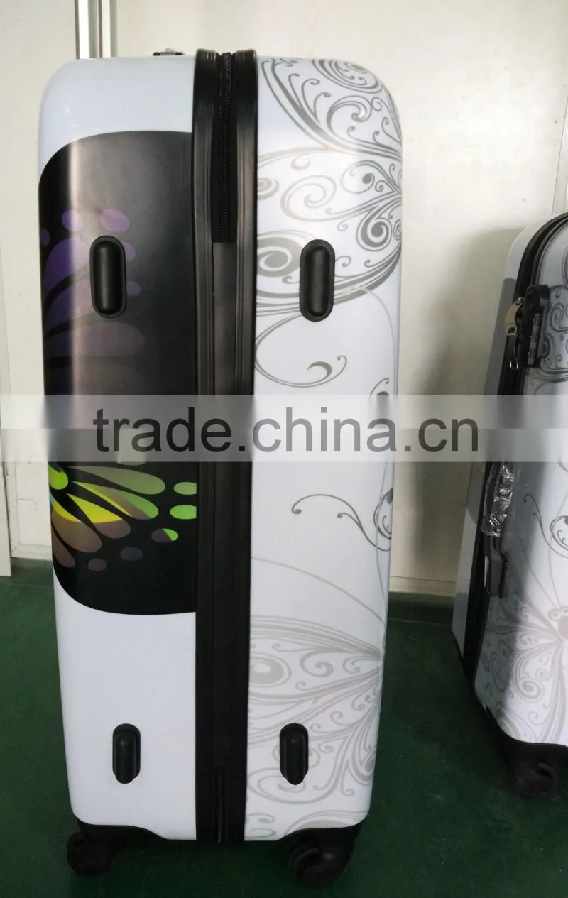 Vintage butterfly printed figures ABS+PC trolley luggage case