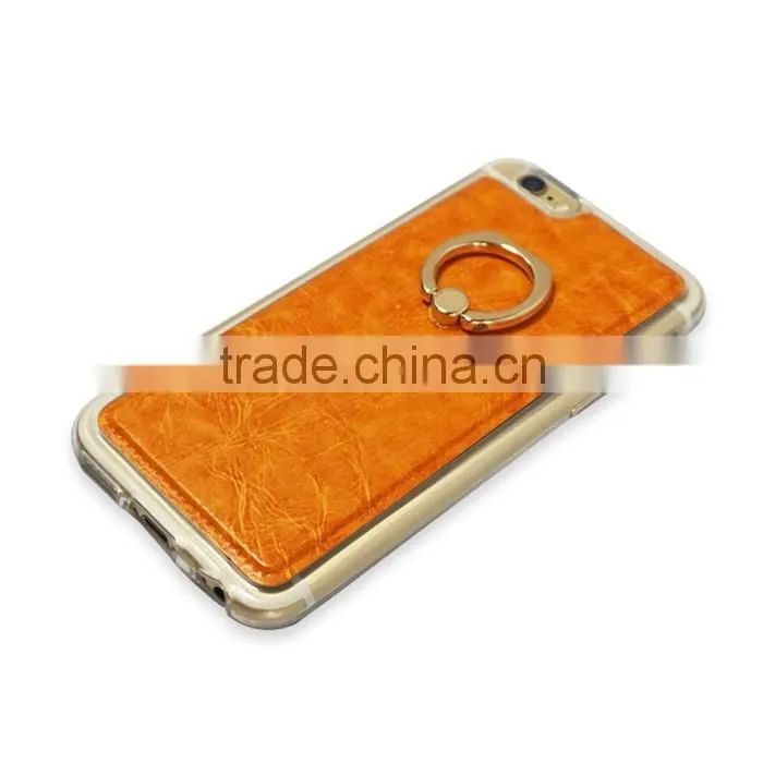 Multifunction PU Leather Back Case for iPhone 6s with Ring Holder Stand
