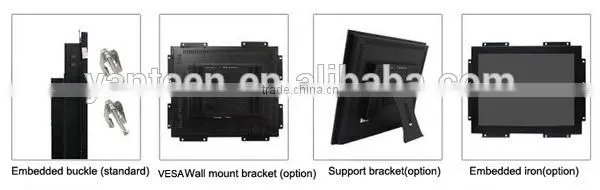 Embedded 19inch industial open frame monitor with resistive touchscreen