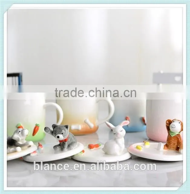 ceramic animal lid mug with phone holder
