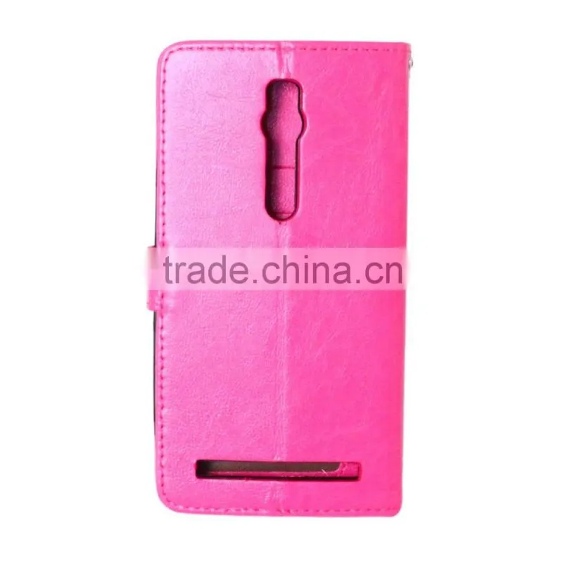 PU Leather Cell Phone Flip Wallet Kickstand Case for ASUS ZenFone 2