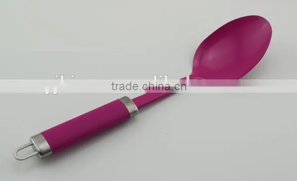 plastic handle kitchenware stainless steel long spoon with colorful