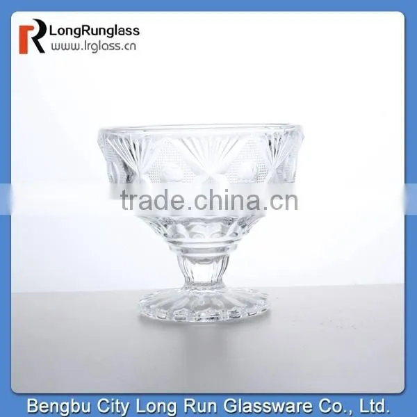 LongRun 2015 new design personalized embossed pattern glass candy dish